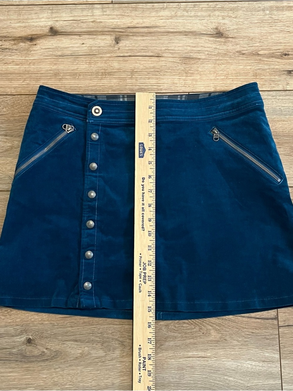 Kuhl Streamline Corduroy Mini Skirt SZ 8 Blue Teal Button Front - Picture 2 of 7